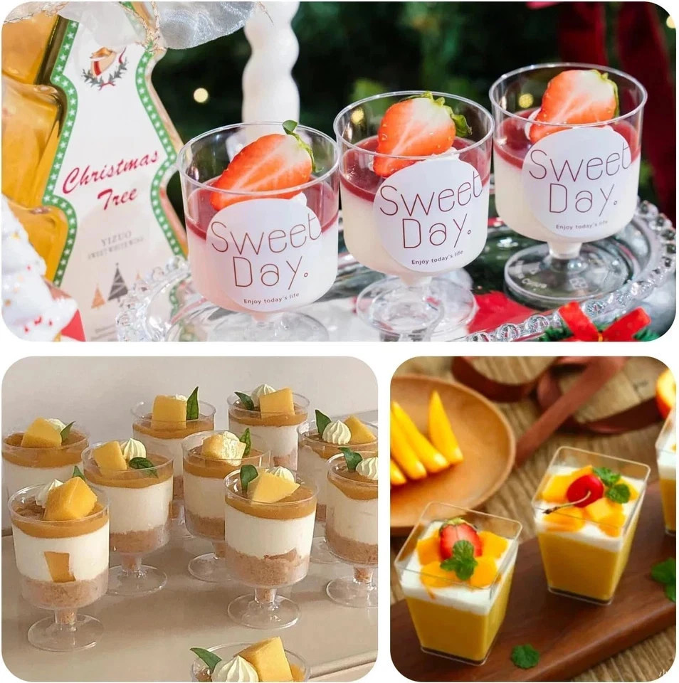 300 Pack Clear Plastic Dessert Cups(5 Oz),Disposable Parfait Cups for Pudding, F