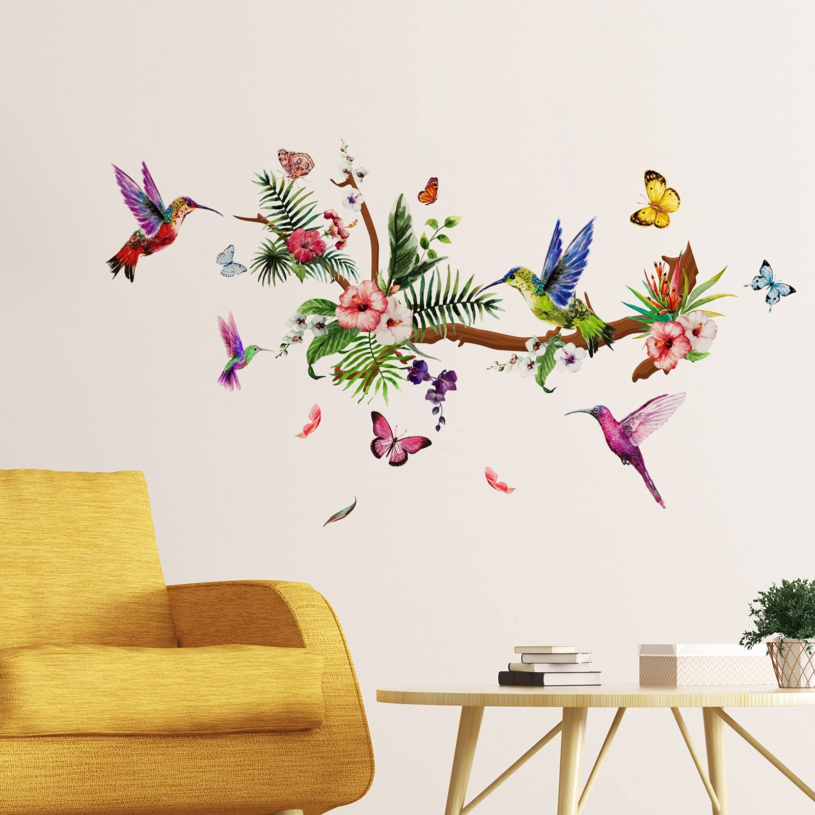 Zonon Hummingbirds Wall Decals Peel and Stick Birds Vinyl Wall Stickers