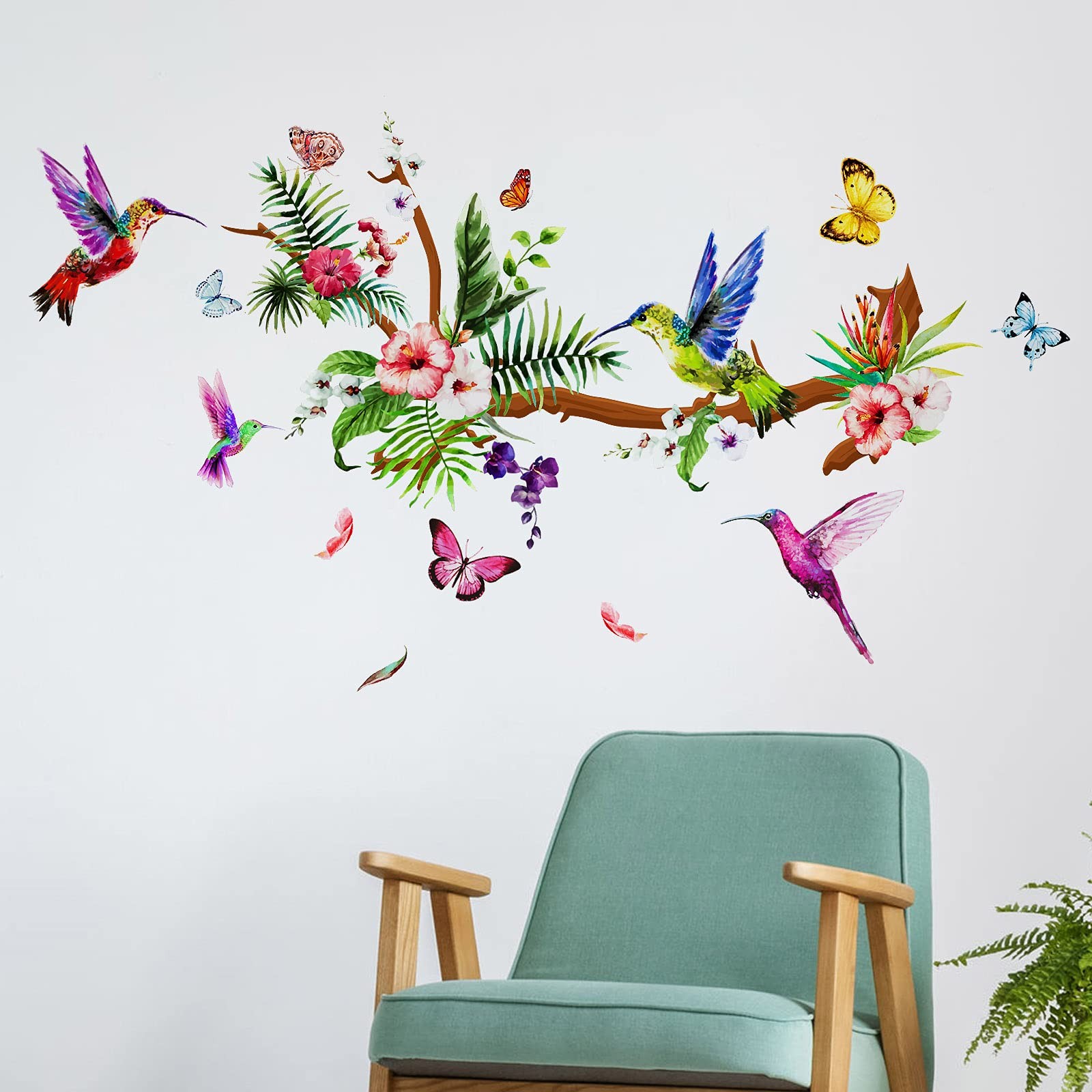 Zonon Hummingbirds Wall Decals Peel and Stick Birds Vinyl Wall Stickers