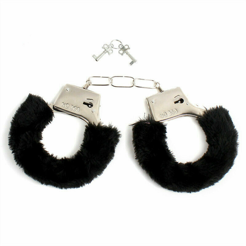 Furry Fuzzy Costume Handcuffs Metal Wrist Cuffs Soft Bachelorette Hen Party OBUS