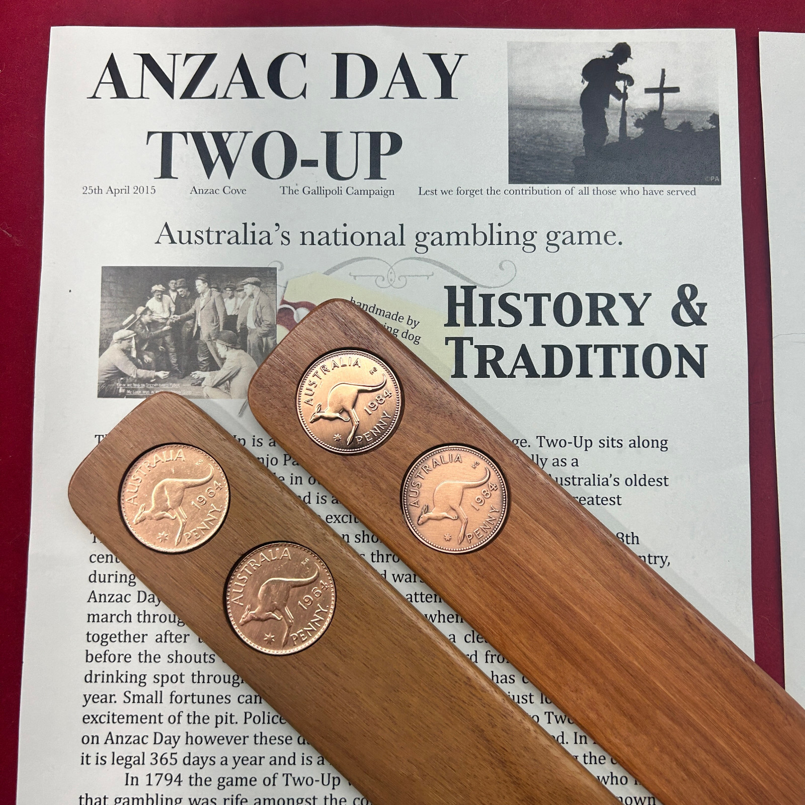 40th Wedding Anniversary Gift Present Two-Up game 1983 Australian Penny two up