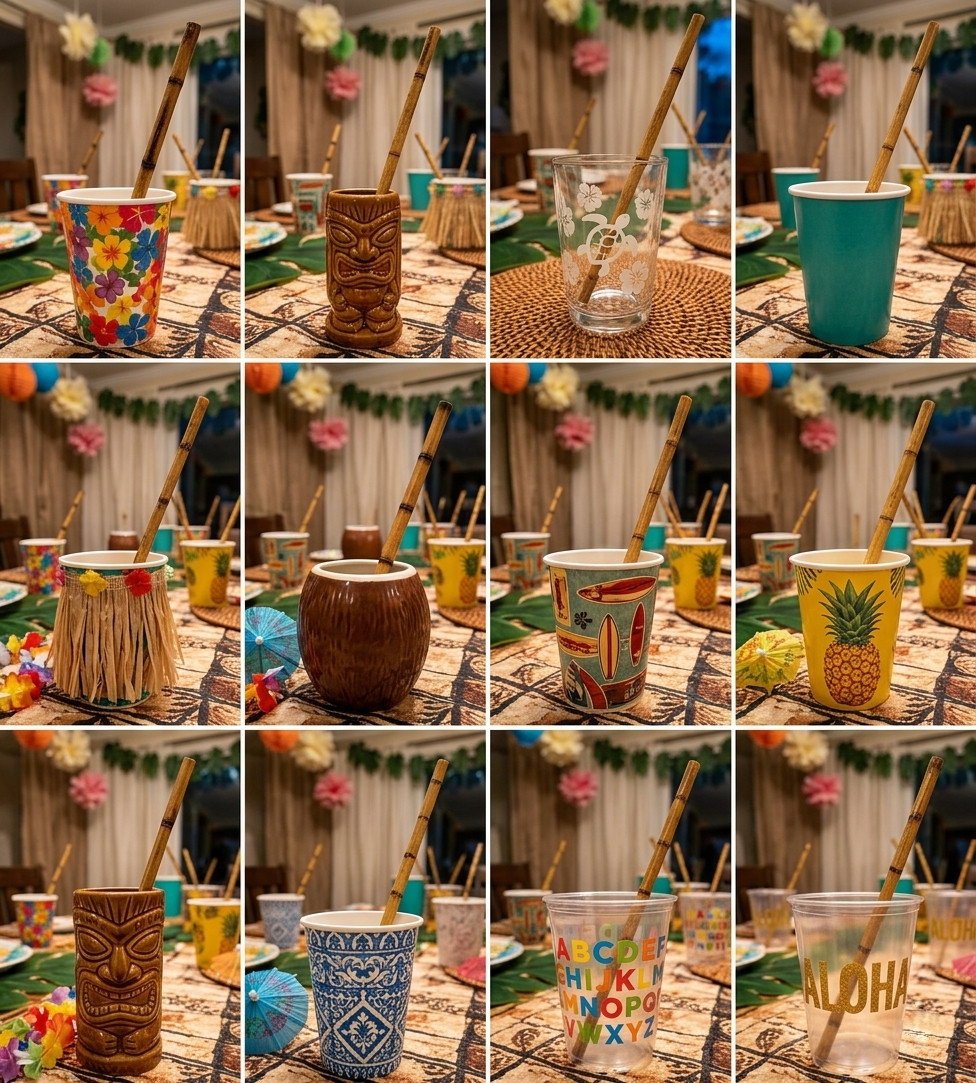 12pk Bamboo Print Party Straws – Luau, Tiki & Tropical Decor – Forum Novelties