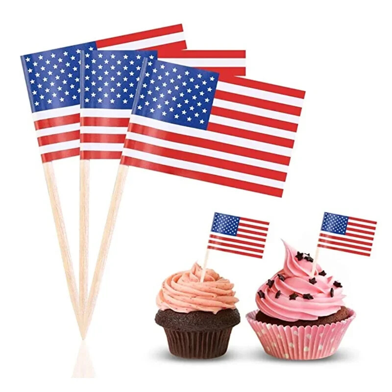 100Pcs National Flag Pick Different Countries Art Toothpicks Party Stick Cupcake