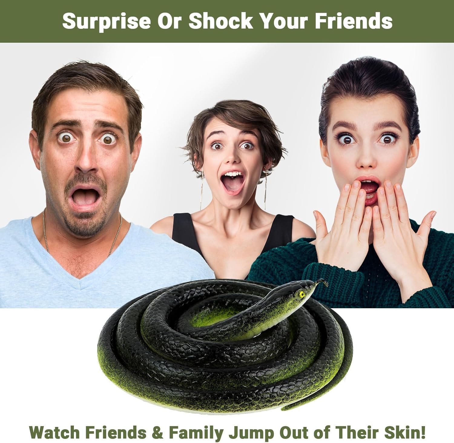 Realistic Rubber Snake, 2Pack Fake Snake Rubber Snakes Keep Birds Away,