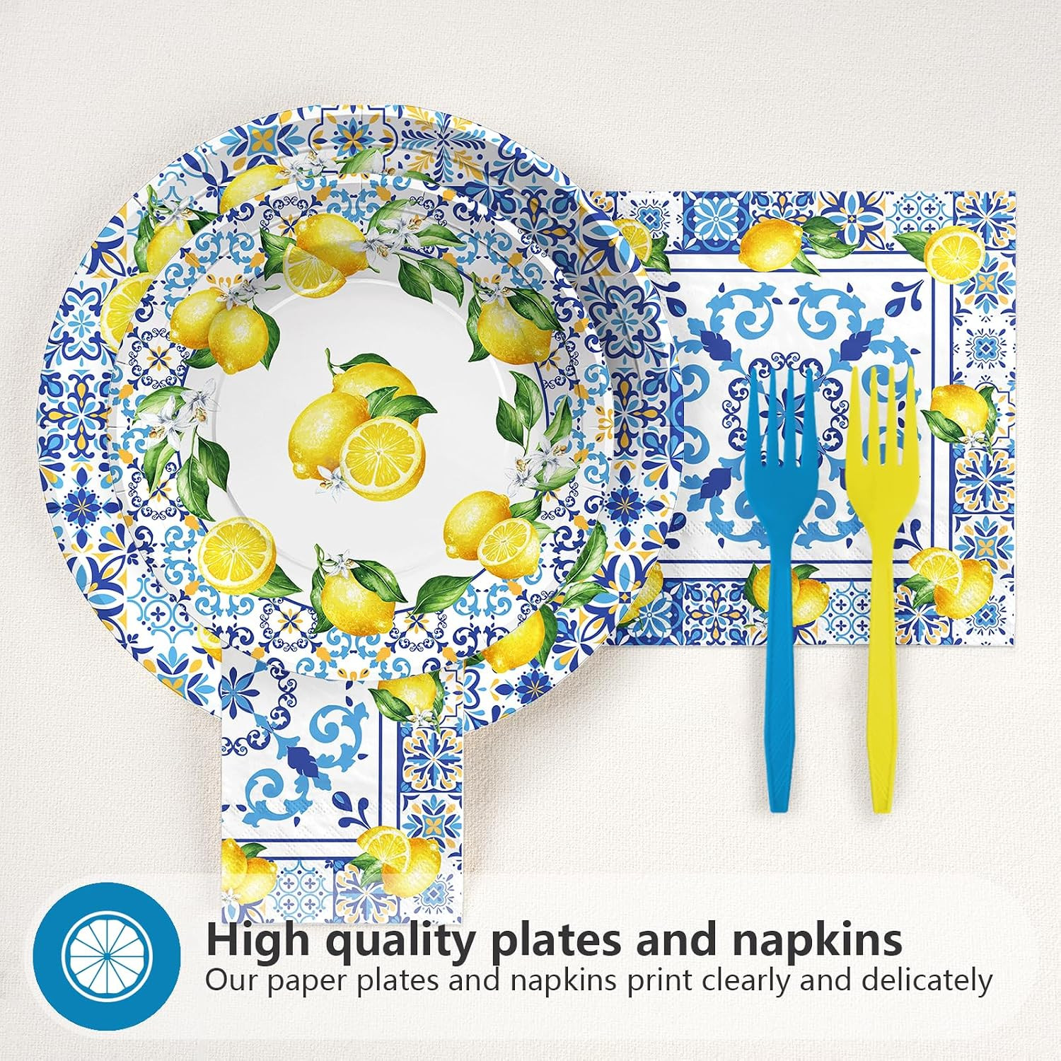 Greencian 96Pcs Capri Lemon Fruit Party Decorations Baby Shower Serves 24 | B…