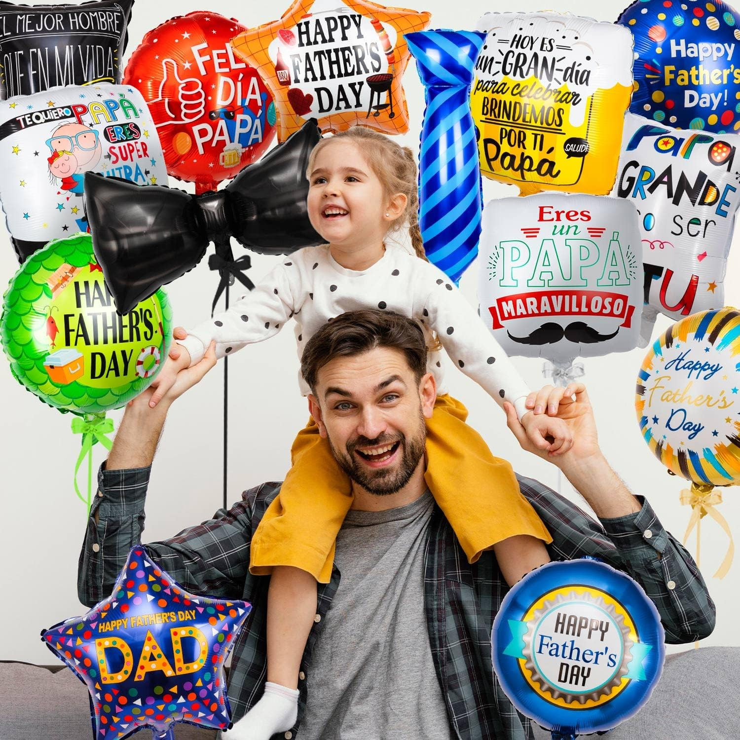 22 Pcs Fathers Day Balloons, Happy Father’s Day Aluminum Balloons Foil, Dad Myla