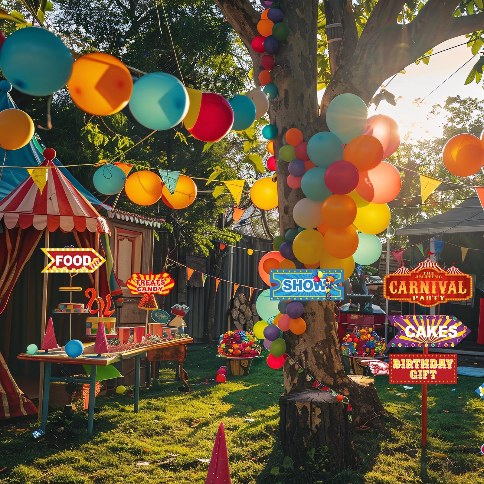 30 Pieces Circus Carnival Party Decoration Directional Signs Decor Theme