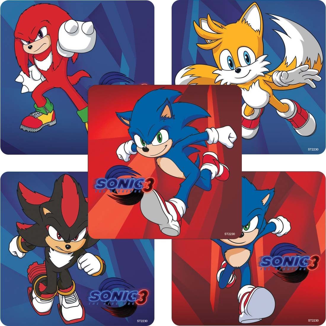 25 Sonic The Hedgehog 3 Stickers, 2.5″ x 2.5″ each, Party Favors