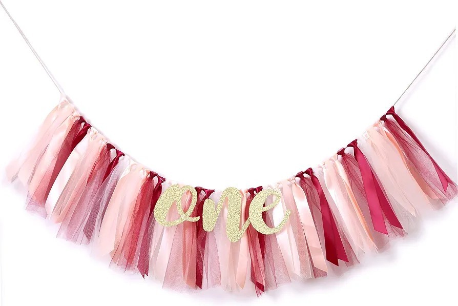 Tutu 1st Birthday Banner – Highchair Decoration, Tulle Garland