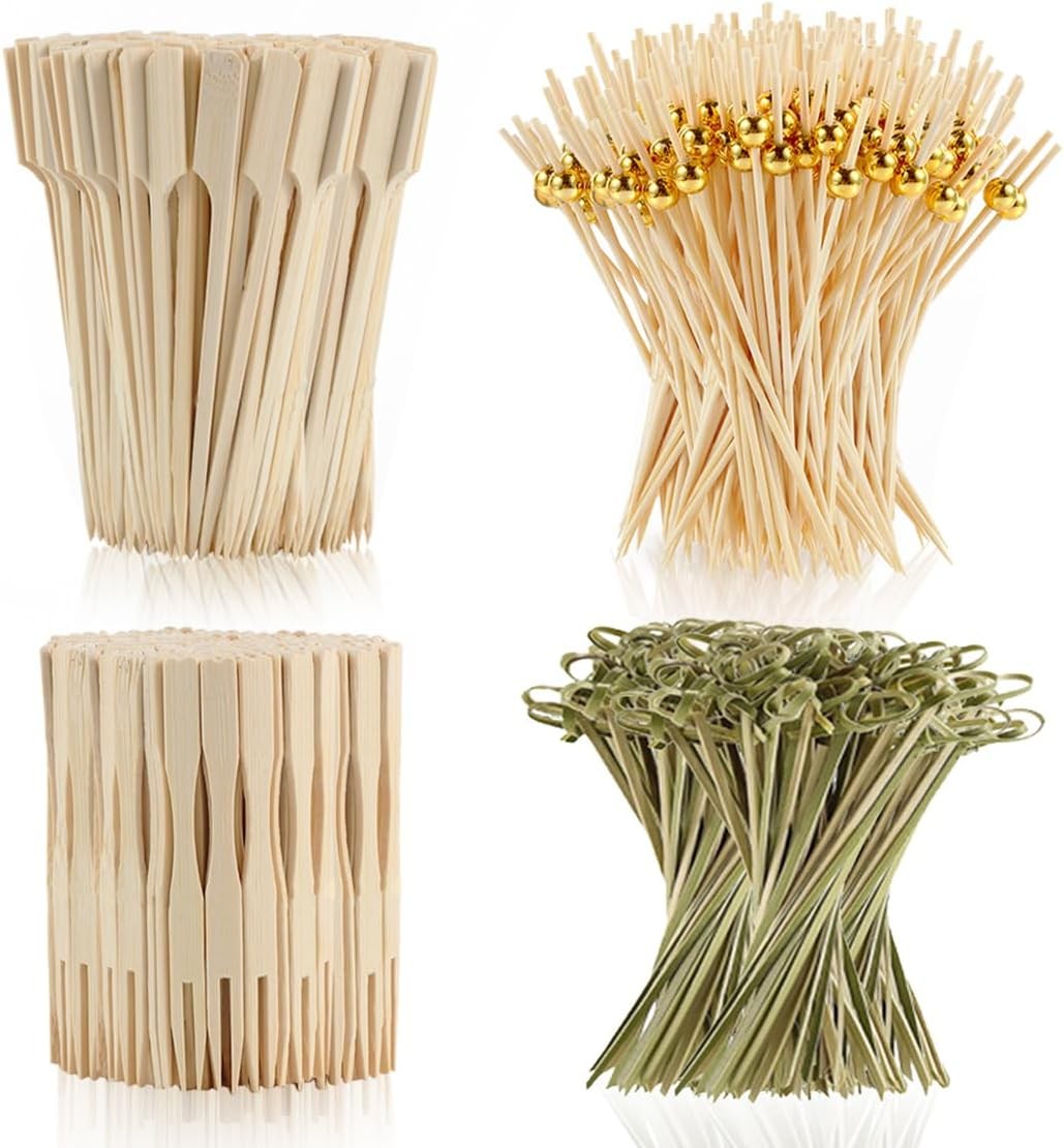 400 Cocktail Picks Bamboo Skewers for Appetizers,Fancy Toothpicks for Appetizers