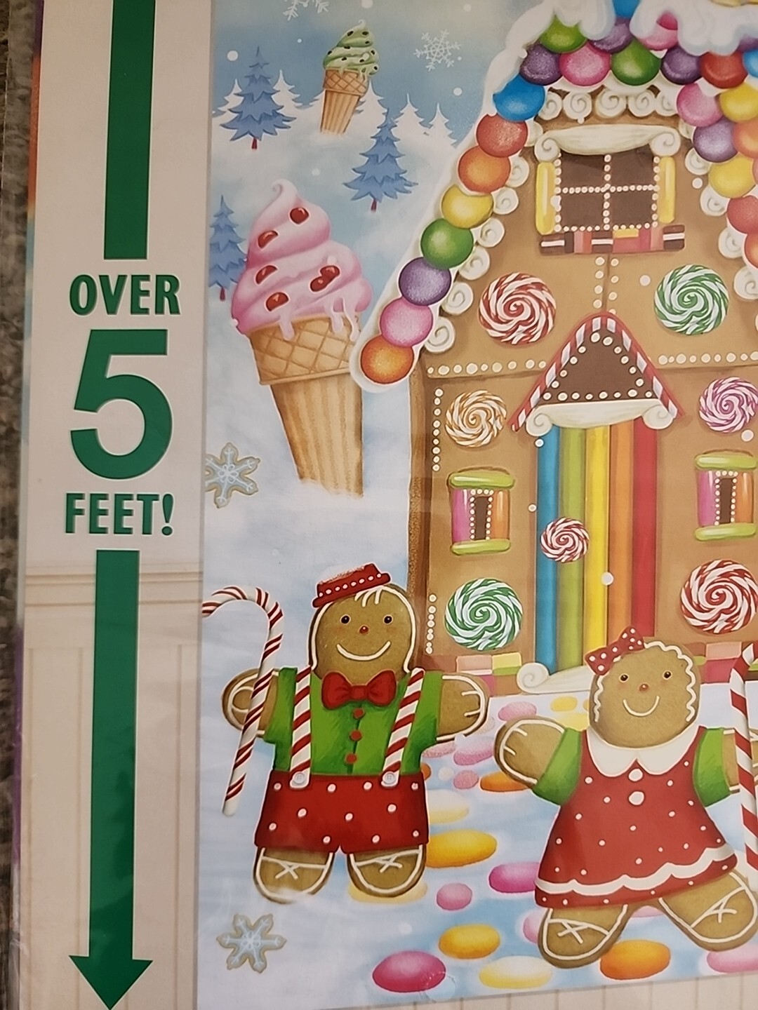 Gingerbread Candy House Wall Scene Setter Christmas Party Decorations 5 Ft Tall