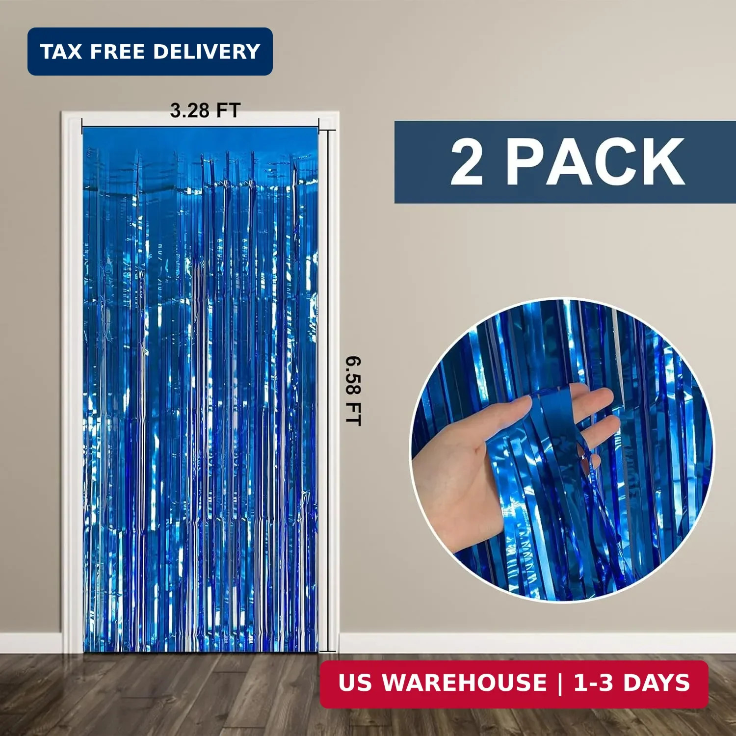 2 Pack Blue Party Decorations Ocean Party Decor Supplies Blue Party Streamers Bi
