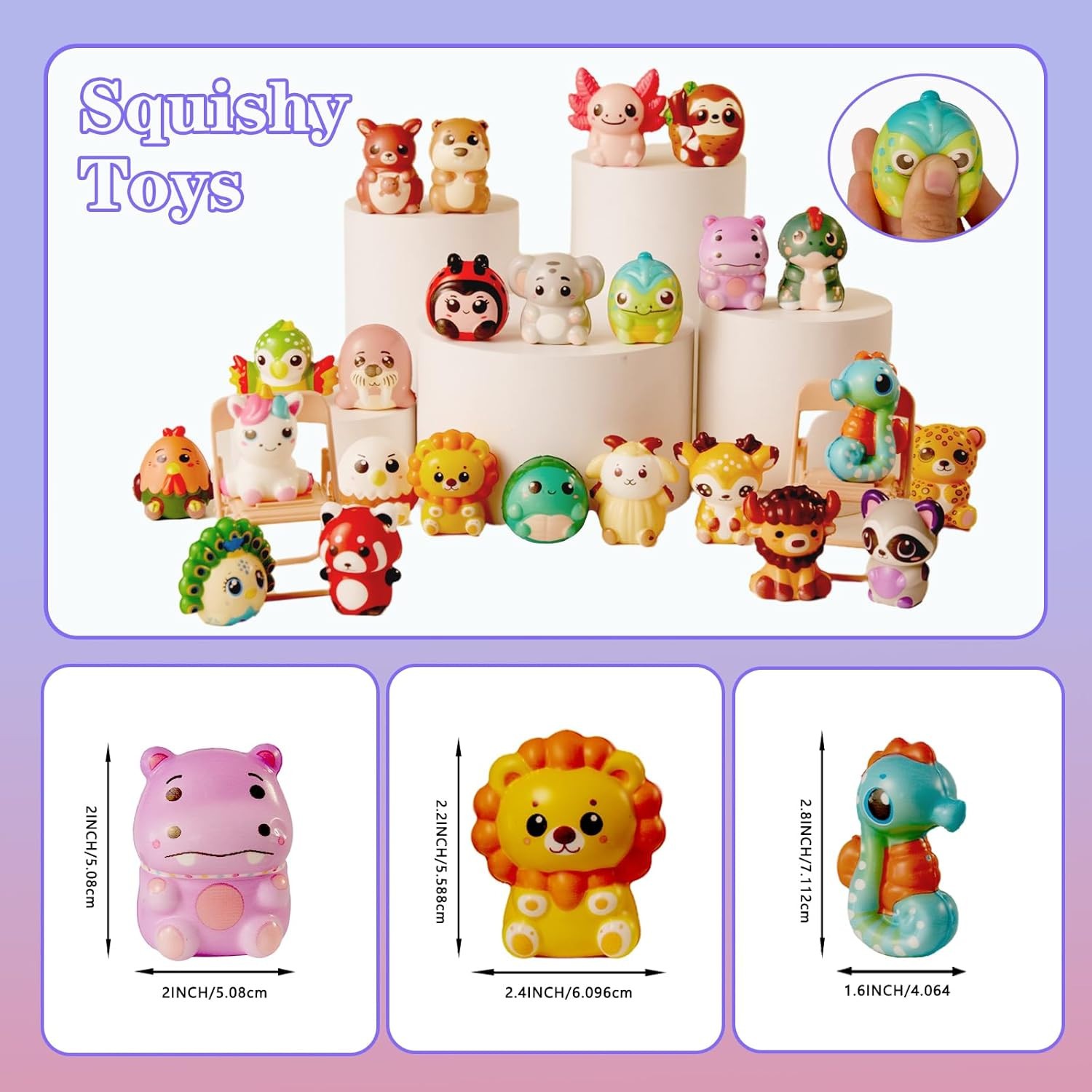 24 PCS Bulk Squishies for Kids, Party Favors, Prizes, Goody Bags & Rewards, 2 in
