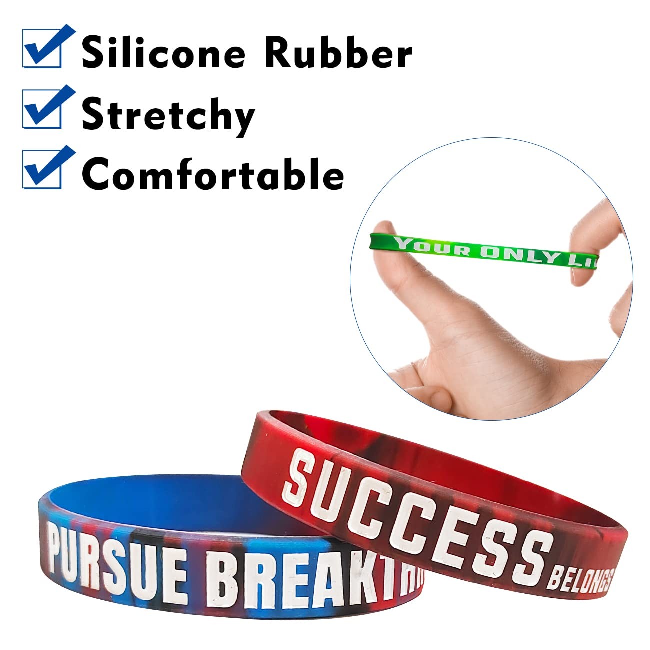 Wristbands 12 Pack Inspirational Silicone Unisex Adult Men Women Teens