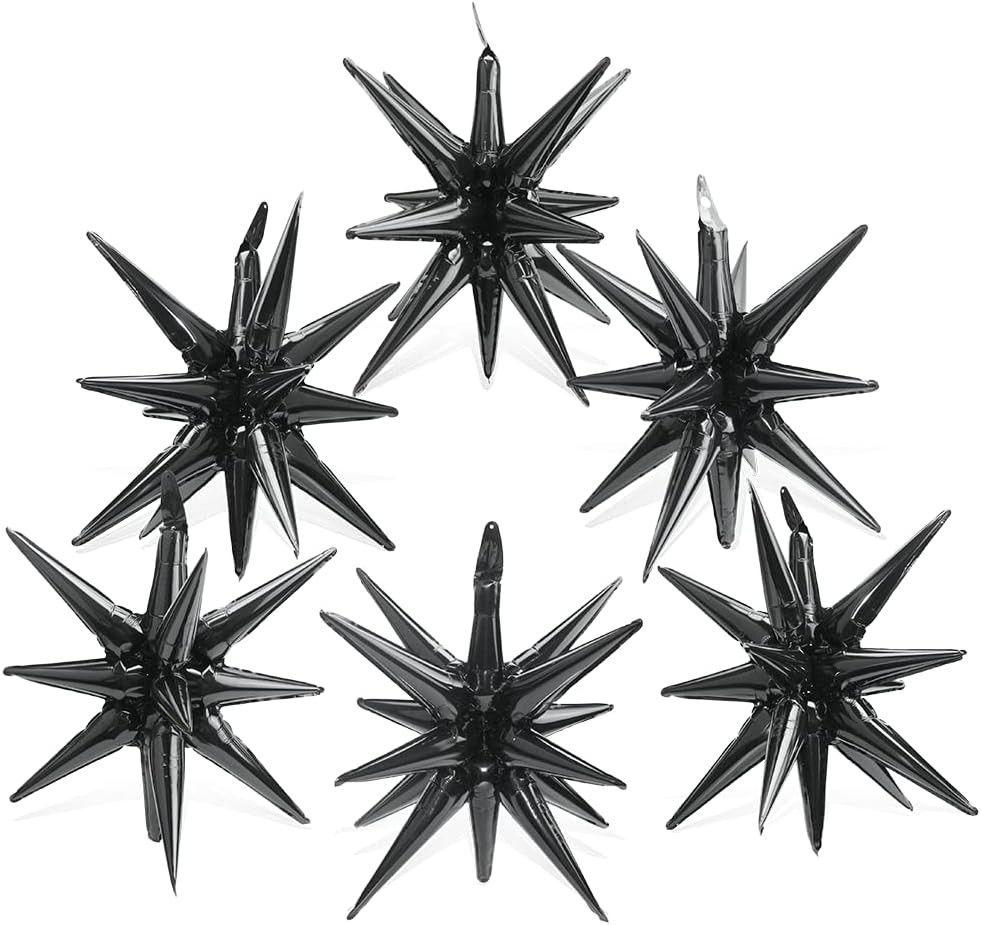 4D 14 Point One-Piece Star Cone Balloon Metallic Spike Explosion Star Balloon, 6