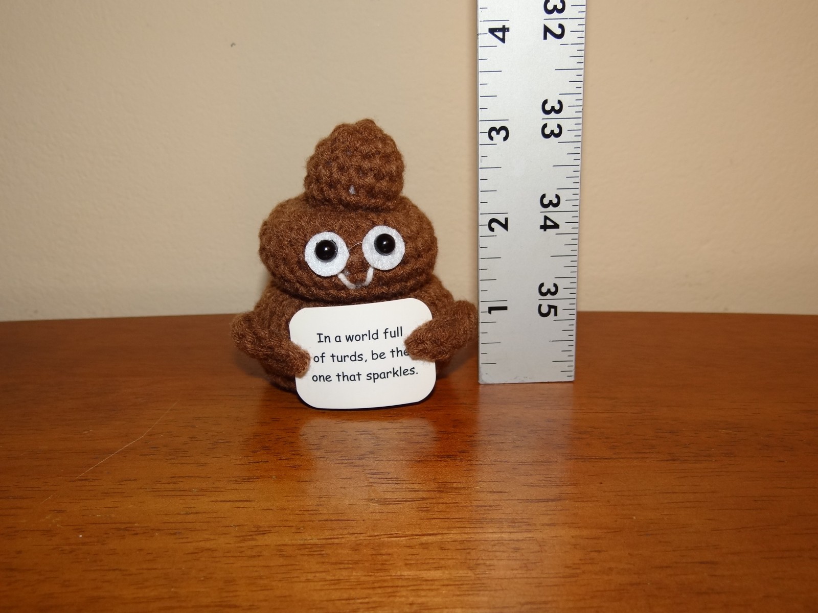Poop Emoji Emotional Support Crochet In A World Full Of Turds Funny Cute Gift 3″