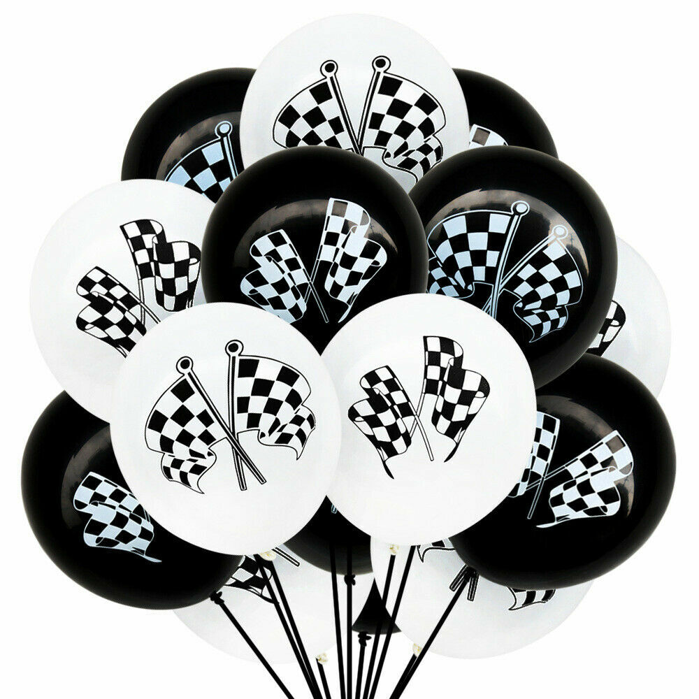 20 Checkered Racing Flag Balloons Race Car Party Birthday