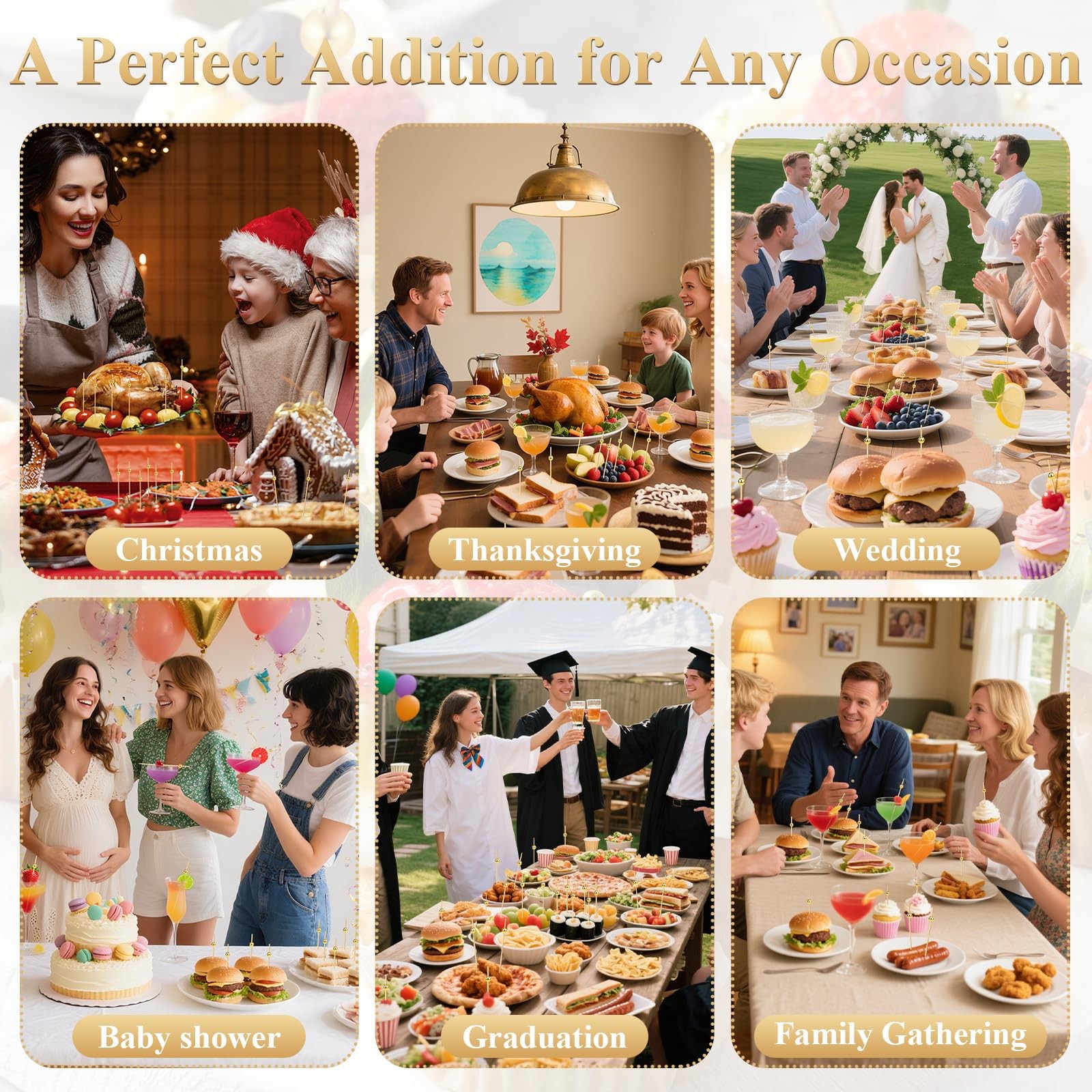 [300PCS] Cocktail Picks, Fancy Toothpicks for Appetizers Drinks Food Fruit, 4…