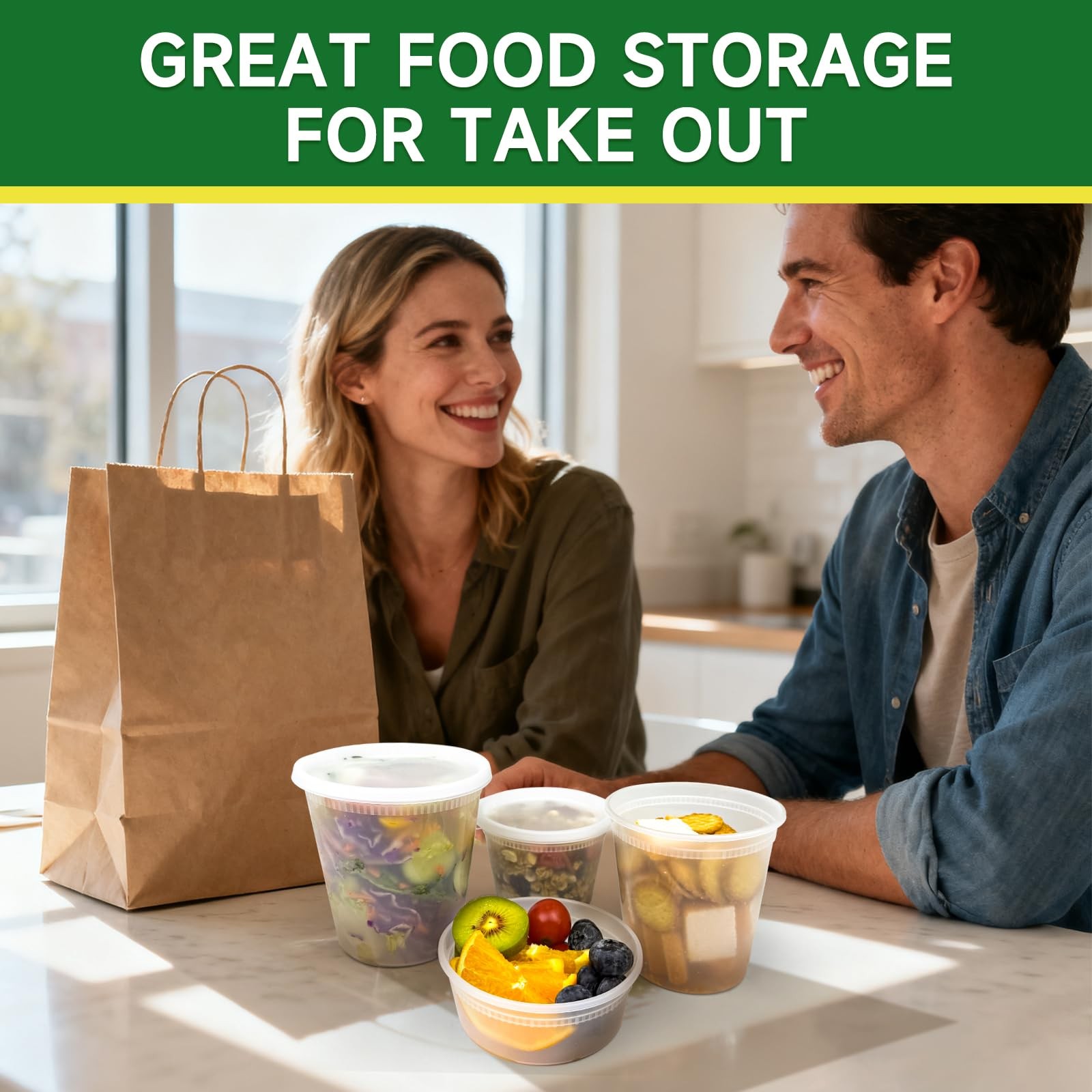 Dealusy 50 Set 32 oz Deli Containers with Lids, Leak-Proof BPA Free Plastic Take
