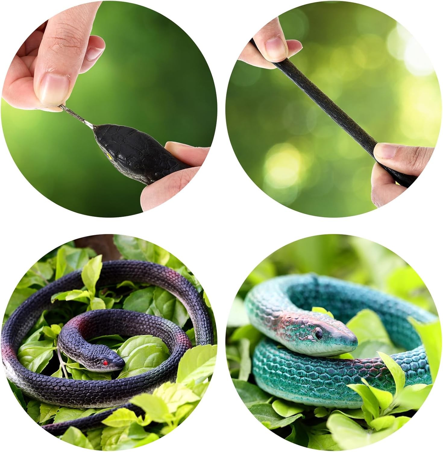3 Pack Realistic Rubber Snakes for Garden Props Birds Squirrels Mice Scare Toy..