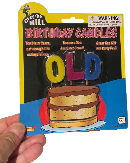 OVER THE HILL BIRTHDAY CANDLES Funny Letters OLD Age Gift Cake Joke Gag Party