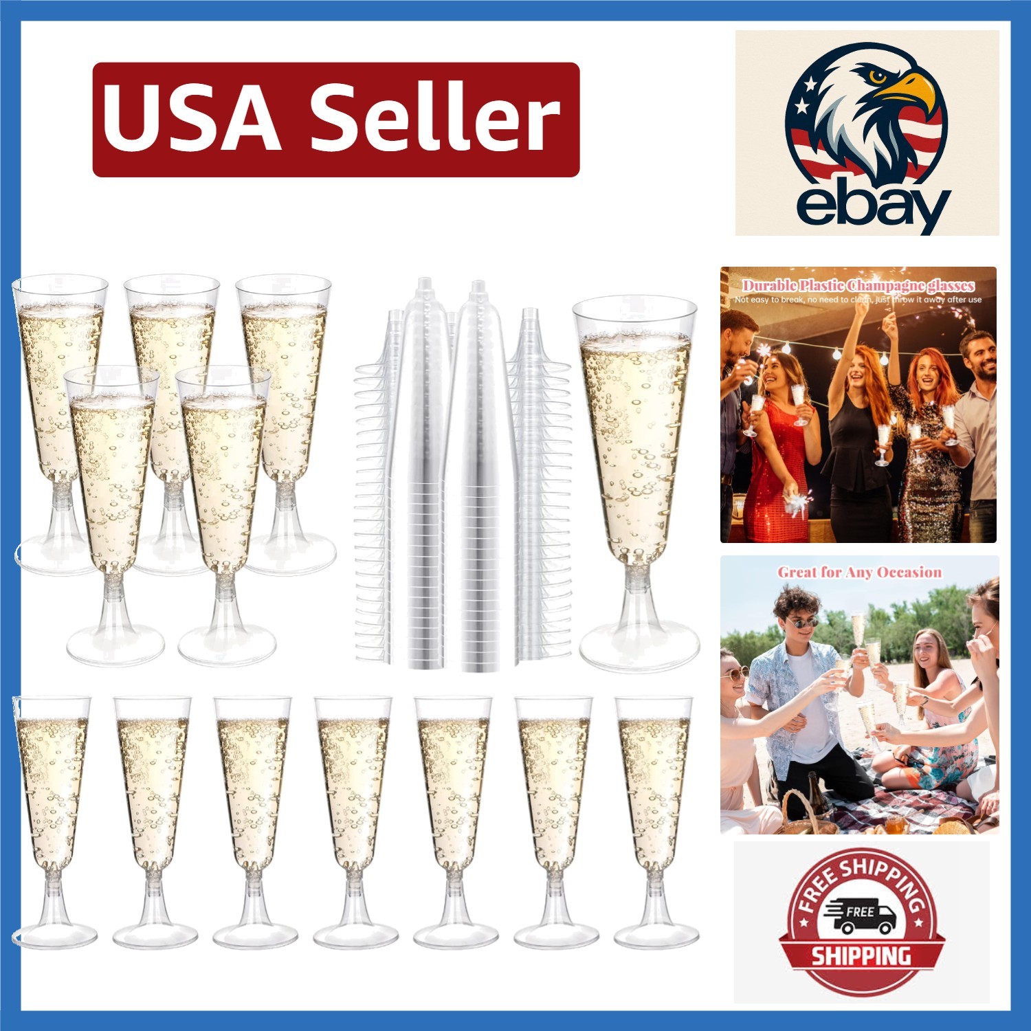 Elegant 5 Oz Plastic Champagne Flutes – Disposable 200 Count for Any Occasion
