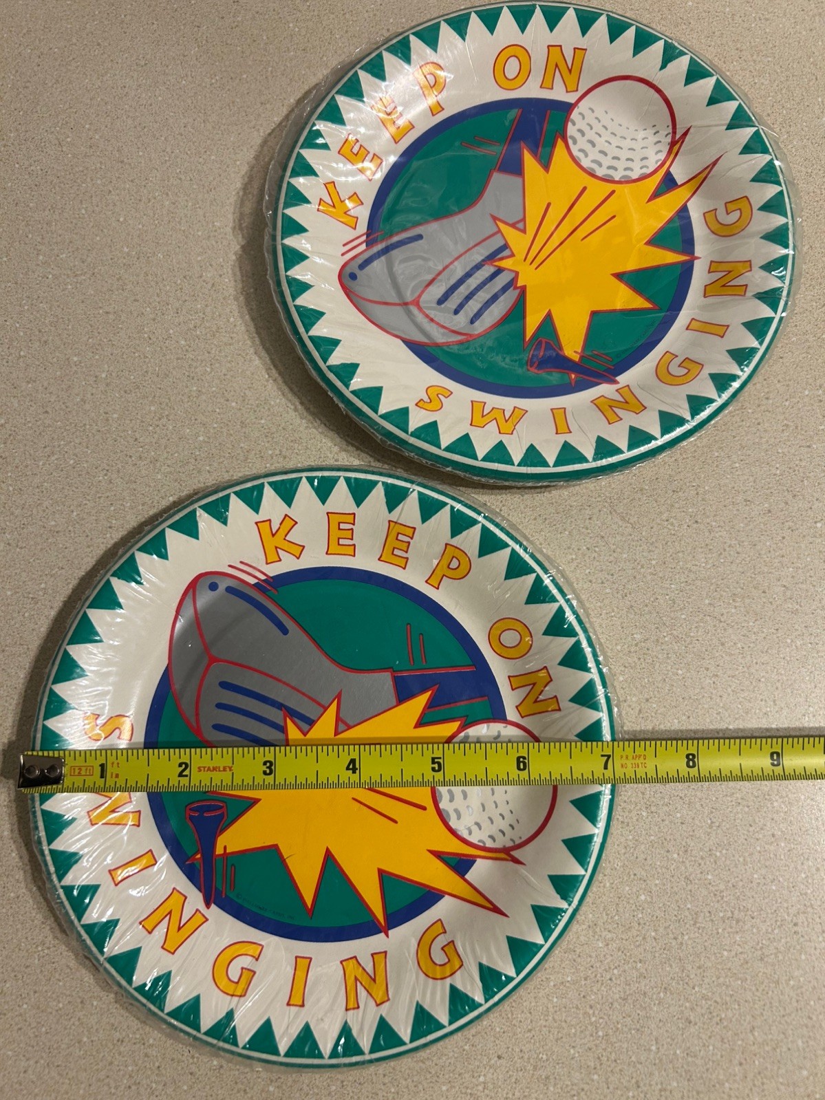 Vtg 90s Hallmark Golf Party Plates NOS Keep On Swinging Paper Plates Set of 2