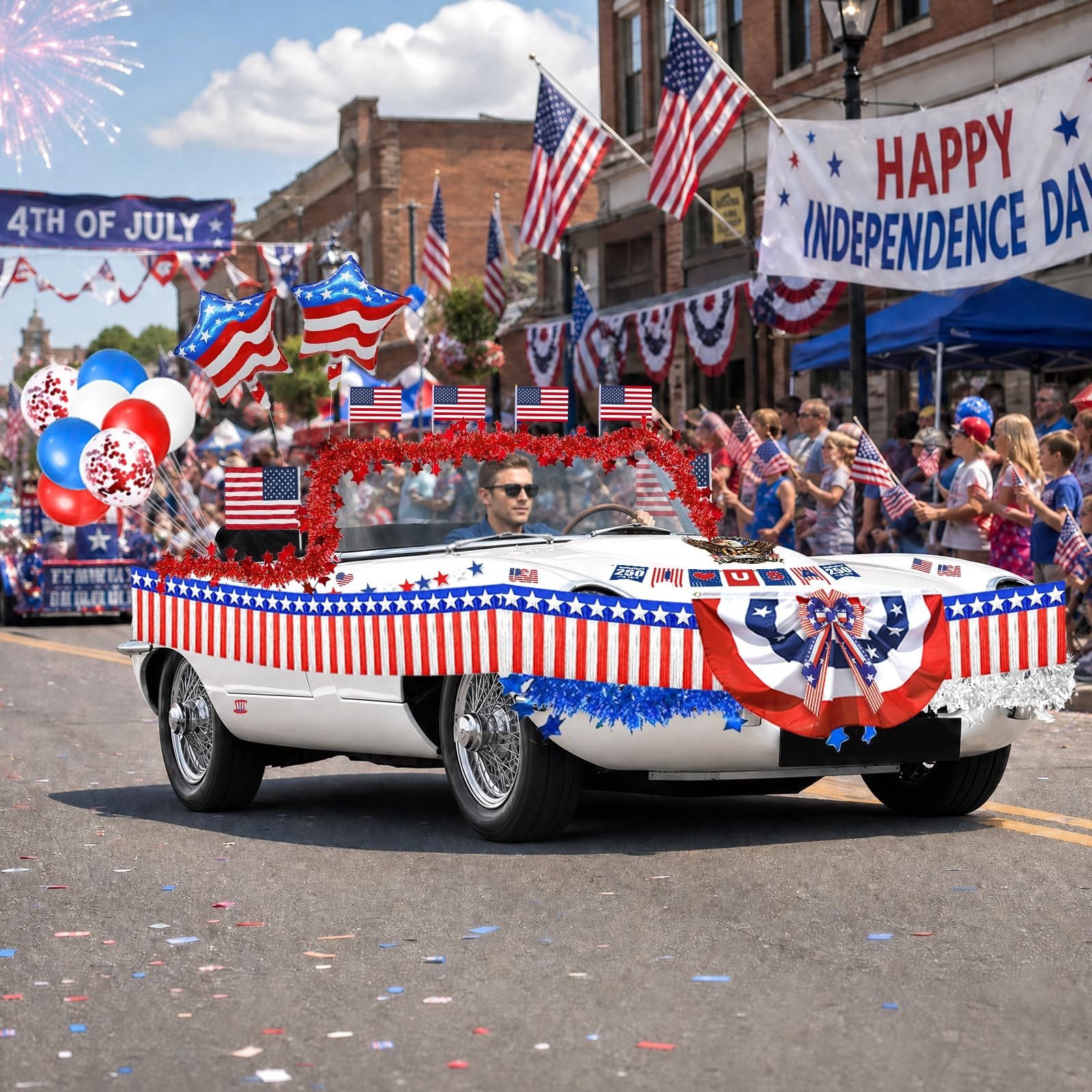 4th of July Car Parade Decorations Patriotic Golf Cart Decor,250th Anniversary