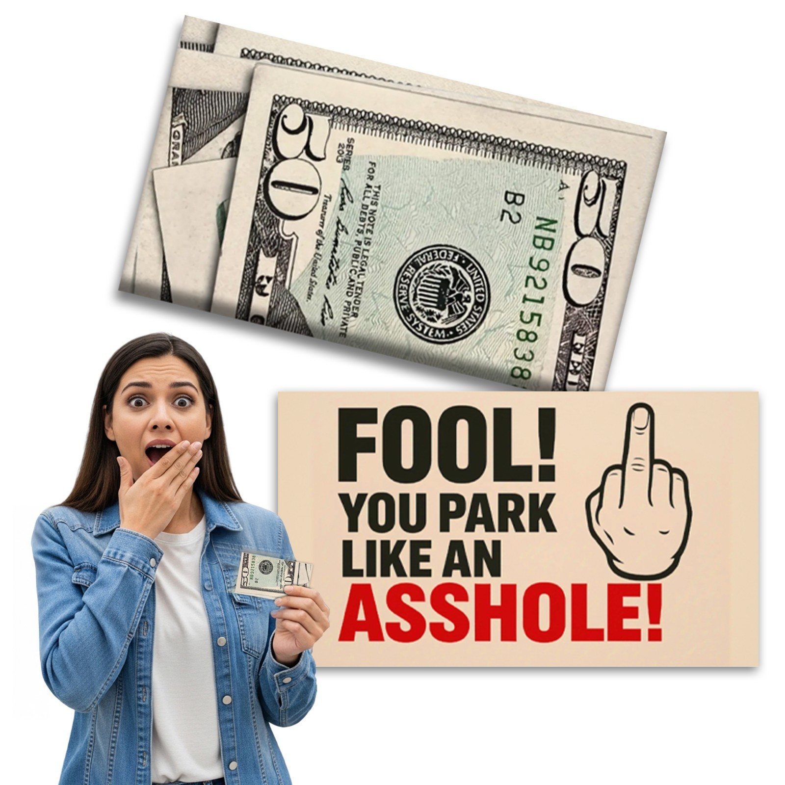 You Park Like An A-hole Bad Parking Prank Cards Look $50 multicolor