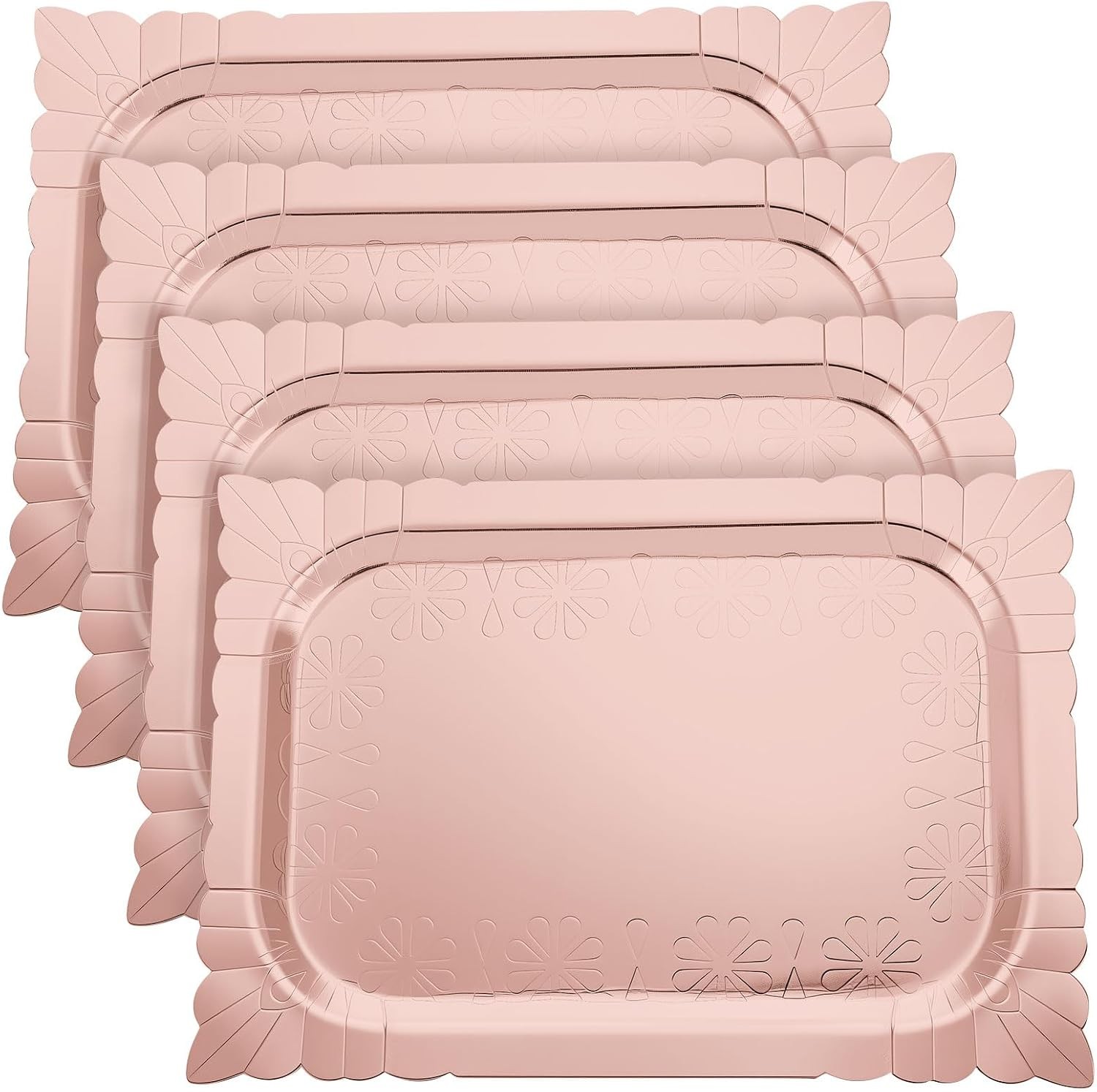 4 Pcs Rectangle Serving Trays Heavy Duty Disposable Paper Cardboard Serving