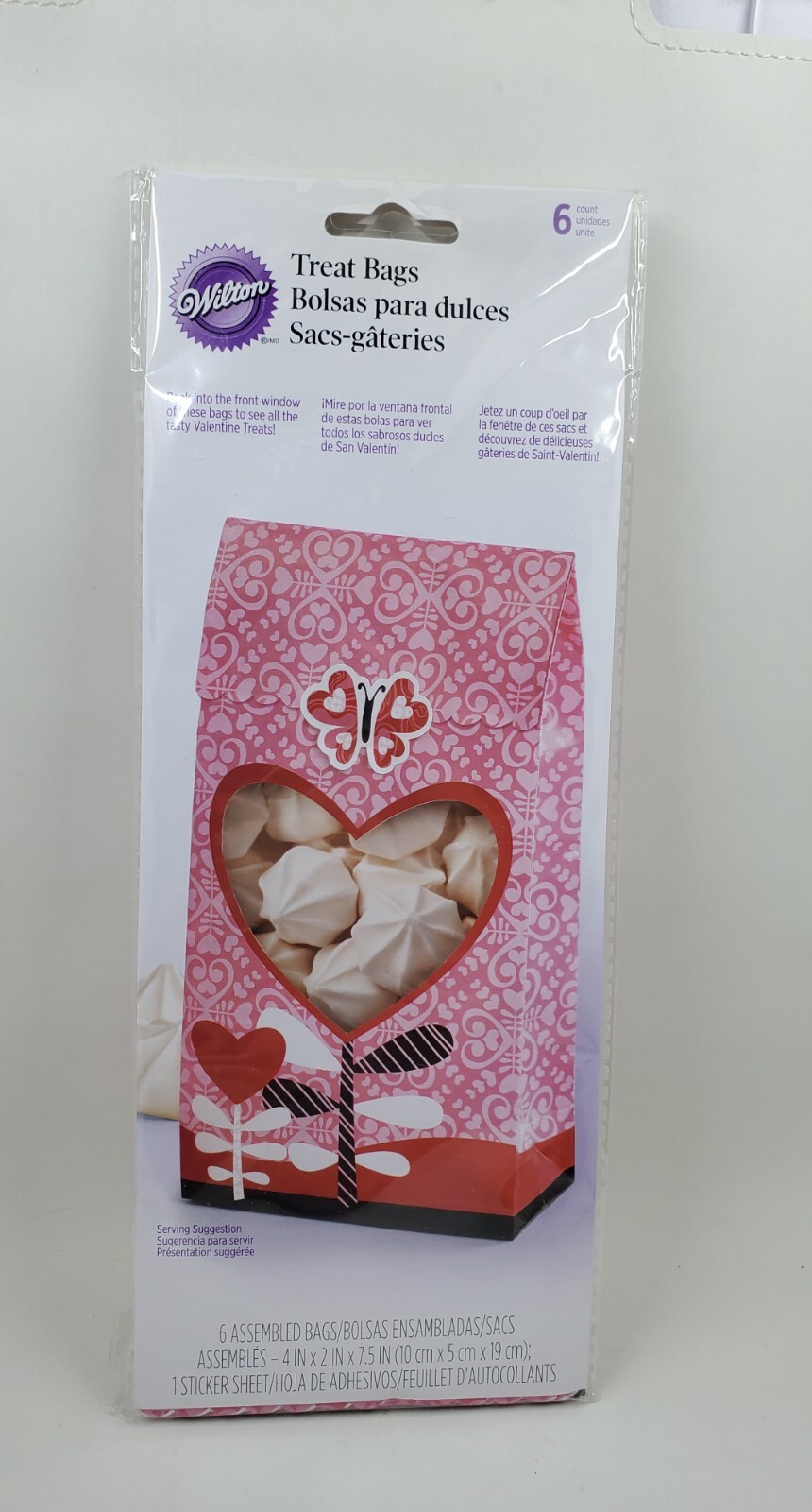 CR1 WILTON VALENTINE’S DAY Treat Bags ~ Set of 6 ~ 4″ X 2″ X 7.5″ New