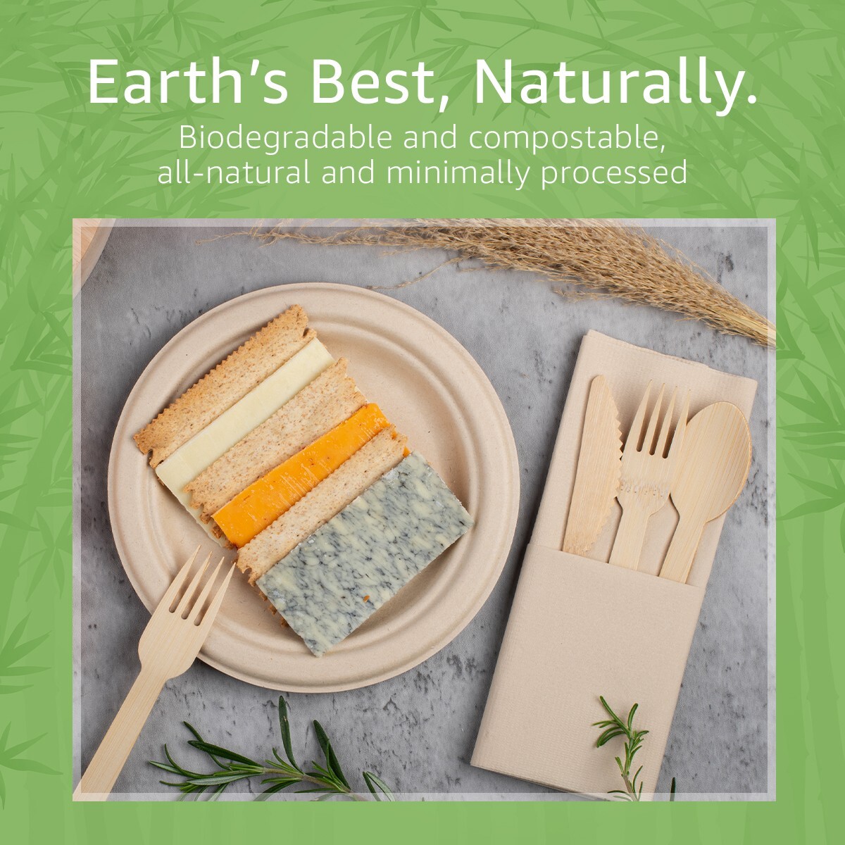 Ibambo Bamboo Disposable Paper Plates – 7 Inch, 125 Pack, Compostable Plates