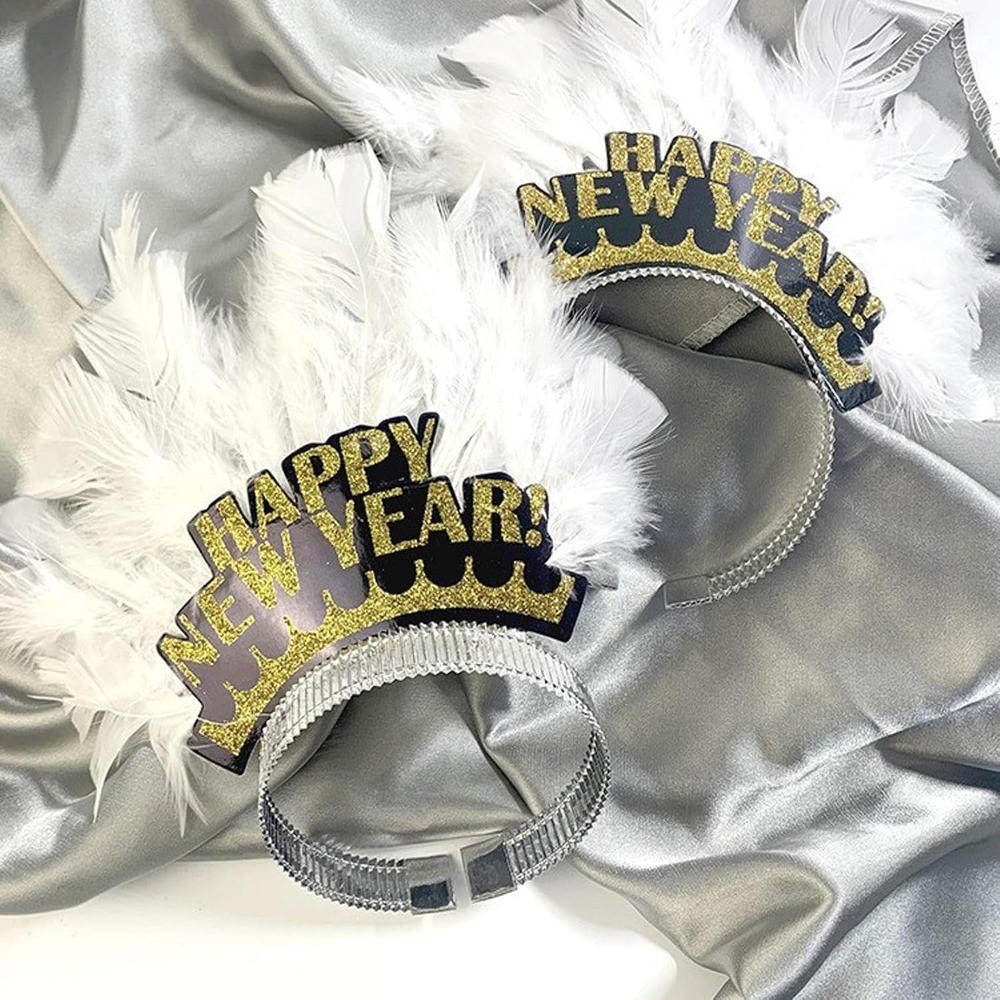 Happy New Year Headband Tiara, New Year Eve Party Favors, 2Pcs