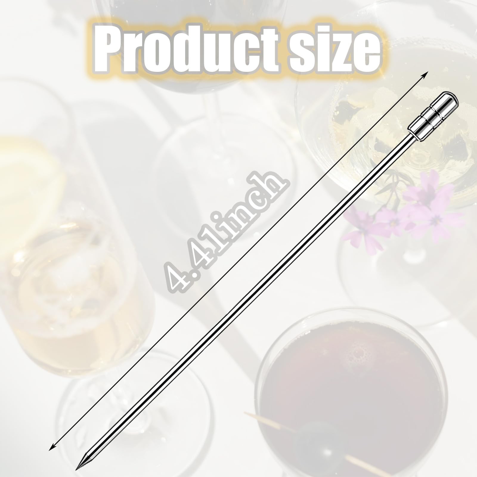 10 PCS Cocktail Picks Drinks Metal Stainless Steel Toothpicks Appetizer Silver