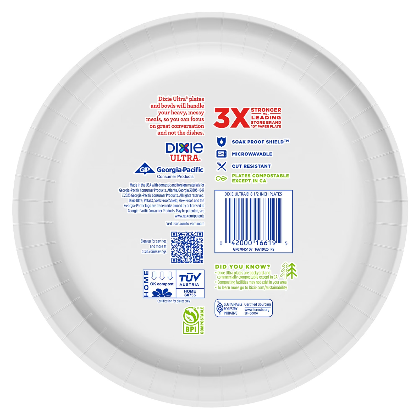 Dixie Ultra Disposable Paper Plates, 8.5″, Multi-Color, 25 Count
