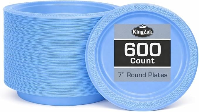 Small 7″ Plastic Disposable Plates -Vibrant Solid Colors Appetizer Dessert Party