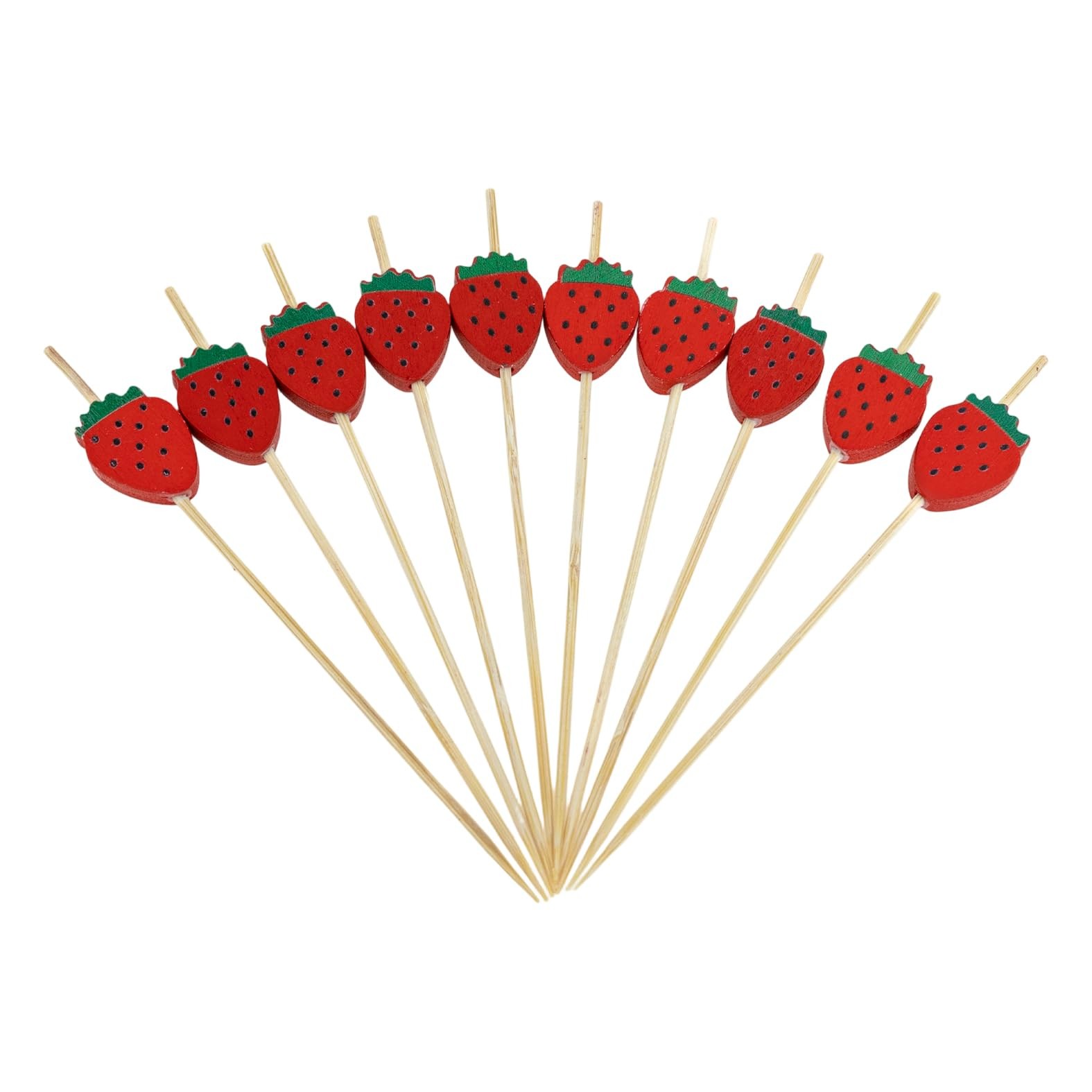 100PCS 4.7 Inch Red Strawberry Cocktail Picks, Decorative Toothpicks for Appe…