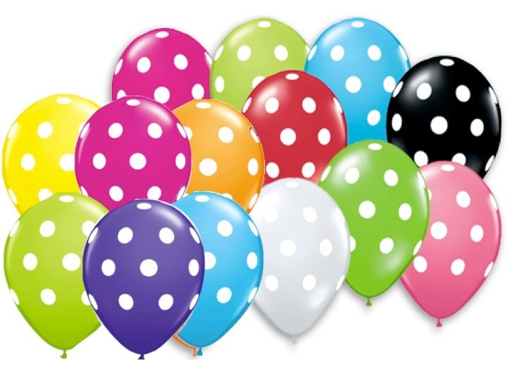 12 POLKA DOT PARTY BALLOONS U Pick Black White Red Yellow Lime Pink Blue 12″
