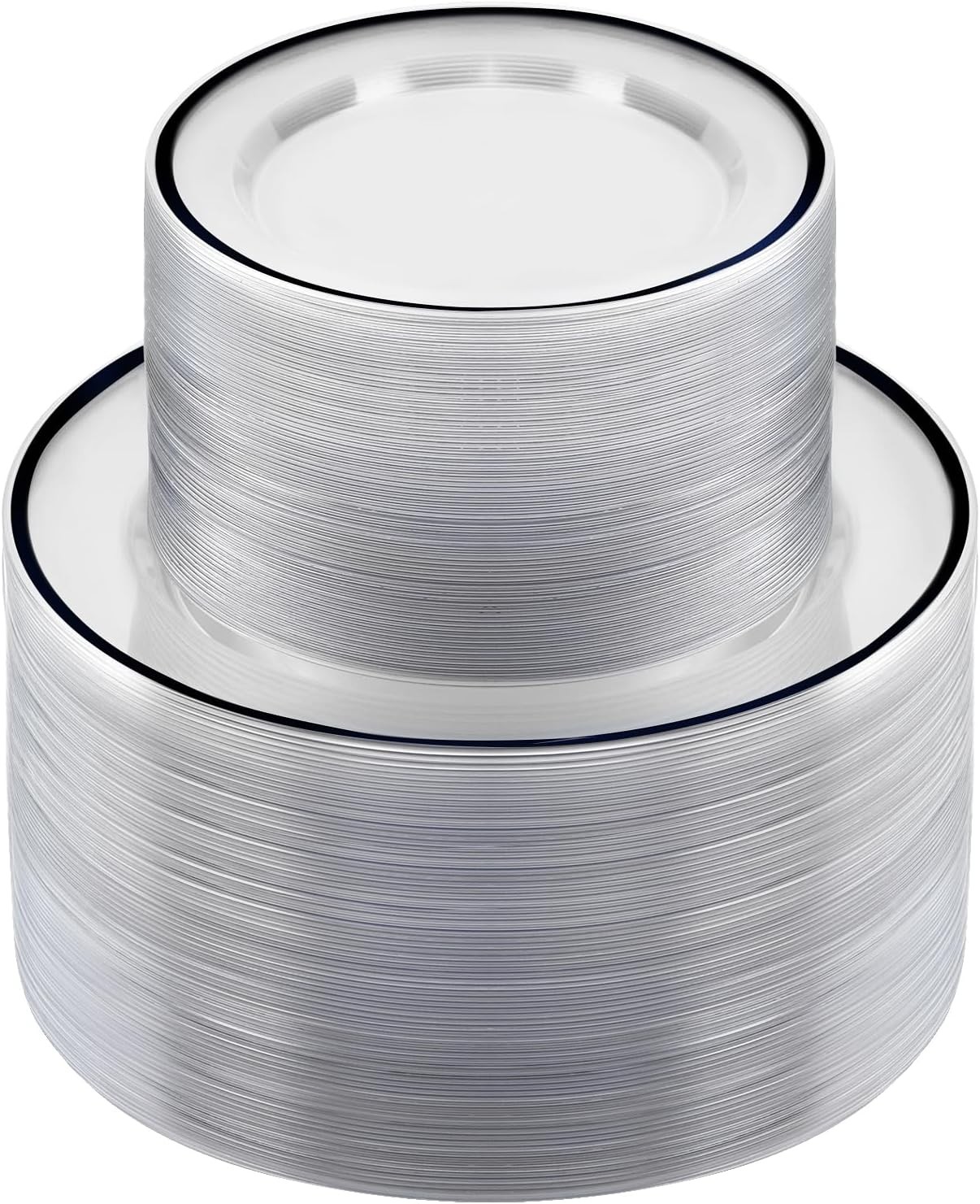 200PCS Black and Clear Plastic Plate, Black Disposable Plate