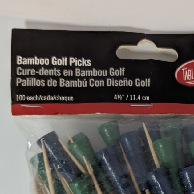 Golf Tee Cocktail Toothpicks 4.5 Inch Natural Bamboo Skewers , 100 Pc, Toothpick