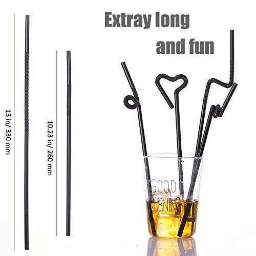 ALINK 200 PCS Flexible Black Plastic Drinking 200 Count (Pack of 1),