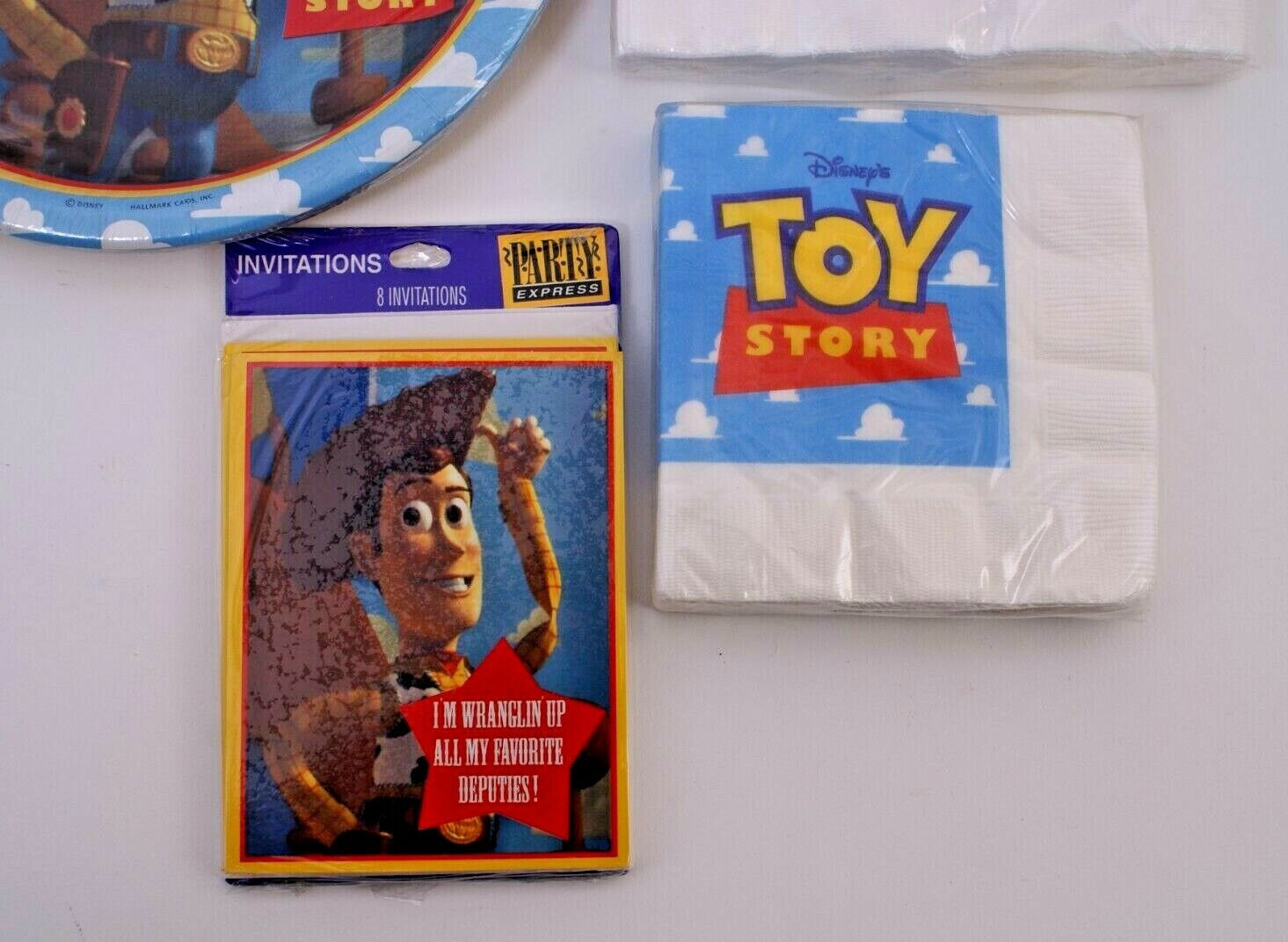 4 ORIGINAL 1995 TOY STORY PARTY SUPPLIES, PLATES, NAPKINS & INVITATIONS – NWT