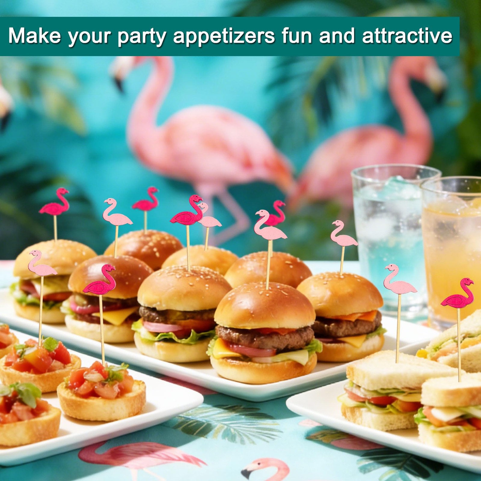 100 Pcs Flamingo Cocktail Picks, 4.7inch Toothpicks for Appetizers, Bamboo Sk…