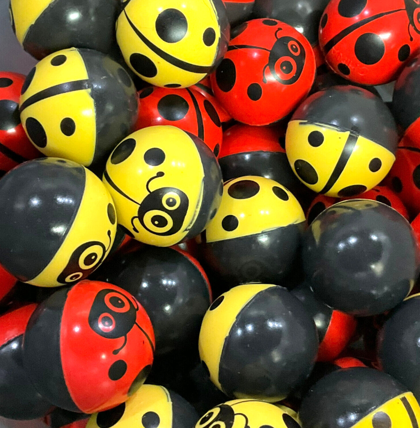12 Red Yellow Ladybug Mix Rubber Bouncy Balls: Fun Gifts – Party Favors 1″ 27mm
