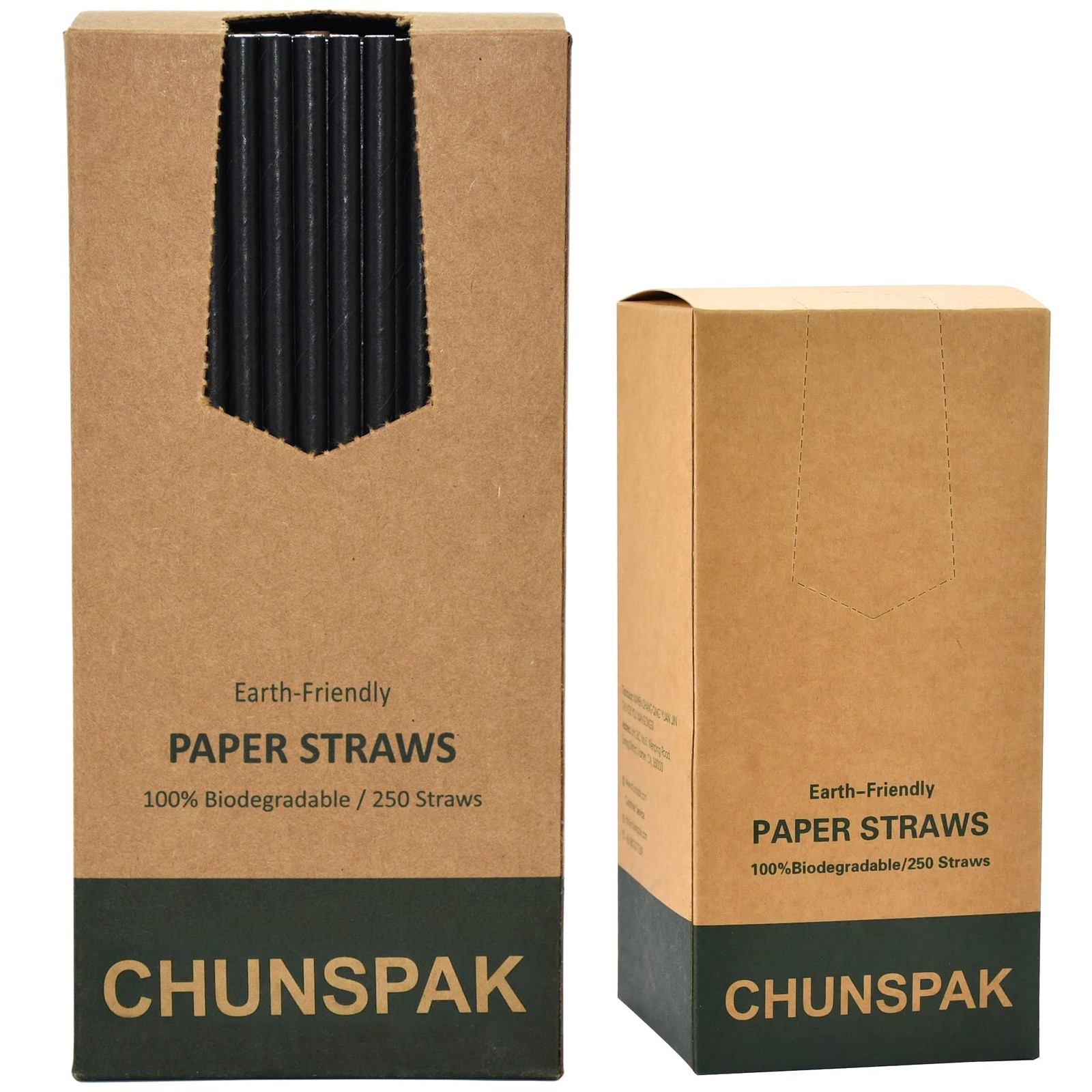 Black Paper Straws, Solid black/250 Bulk, 7.75 inch (250ct.),
