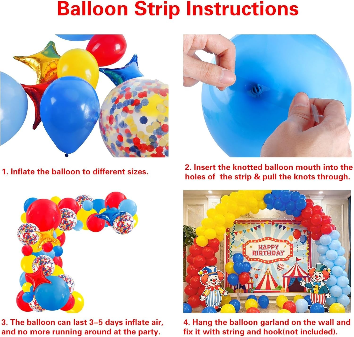 Carnival Circus Theme Party Decorations, Primary Color Balloon Arch Kit, 120p…
