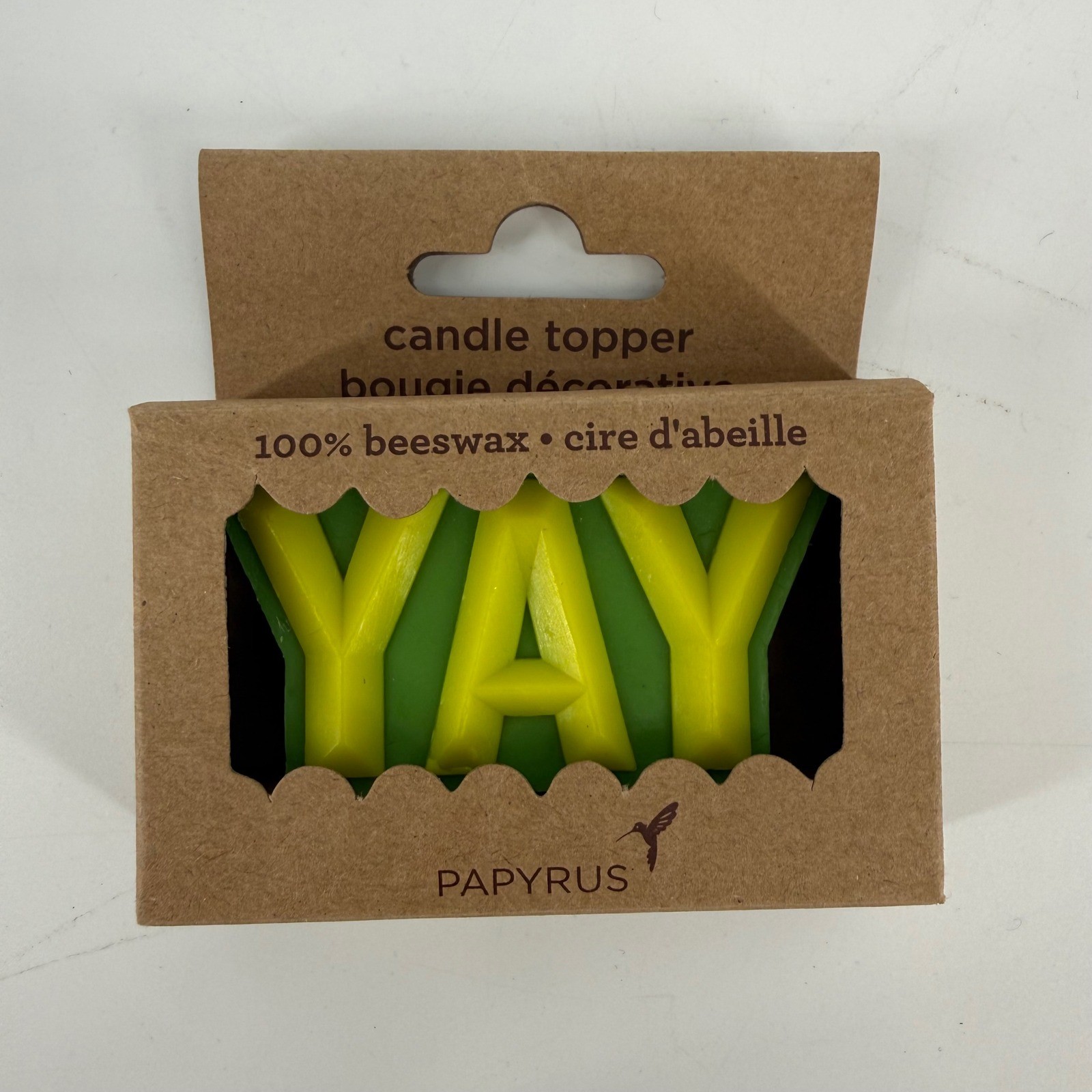Papyrus 100% Beeswax YAY Letter Candle Topper & 12pk Textured Slim Candles Set