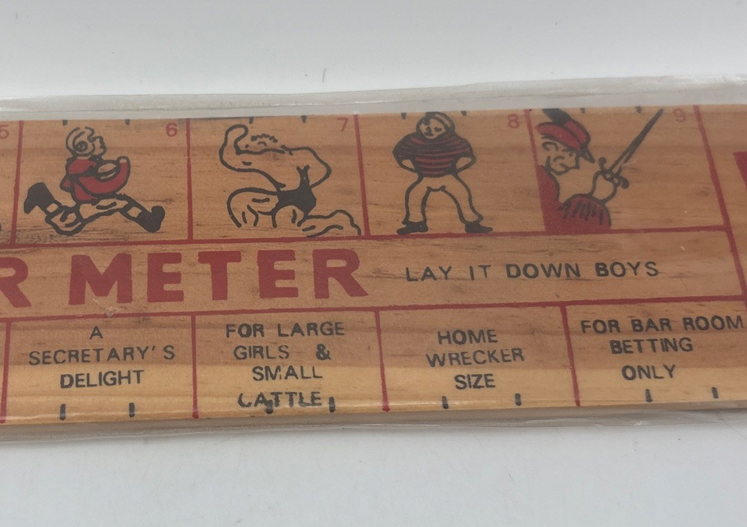 Vintage Peter Meter Wooden Wood Ruler Gag Gift Novelty Sex Funny Joke Humor…