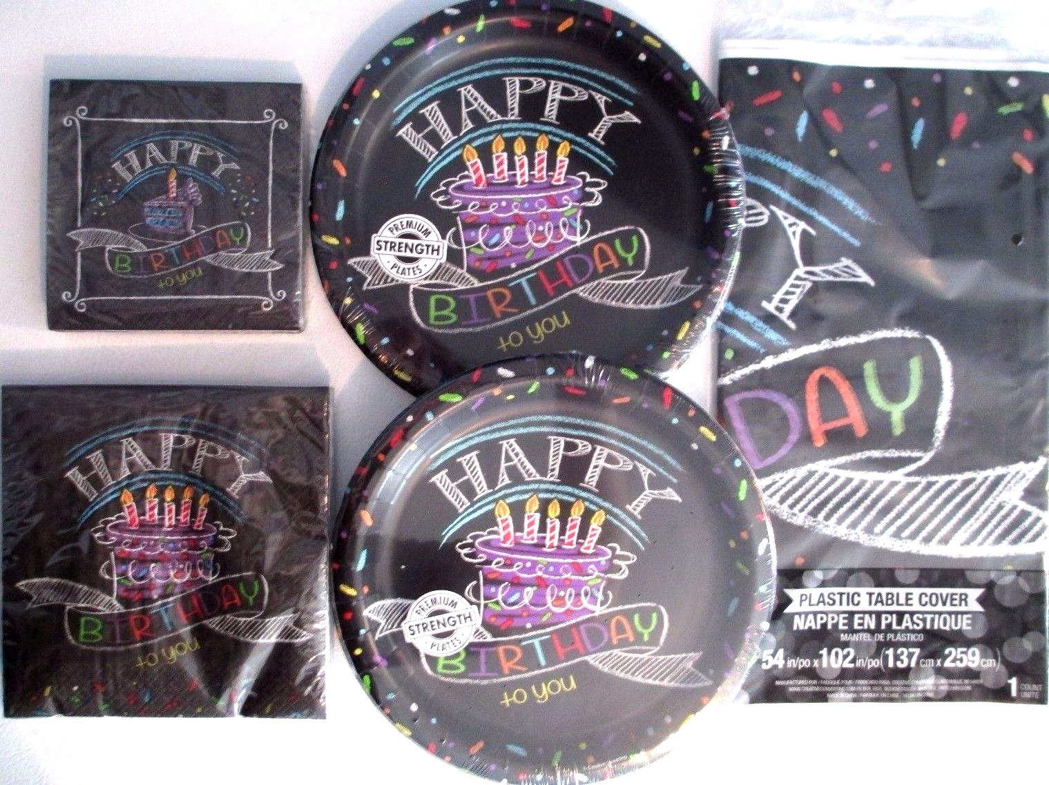 CHALK HAPPY BIRTHDAY – Birthday Party Supply SUPER kit for 16