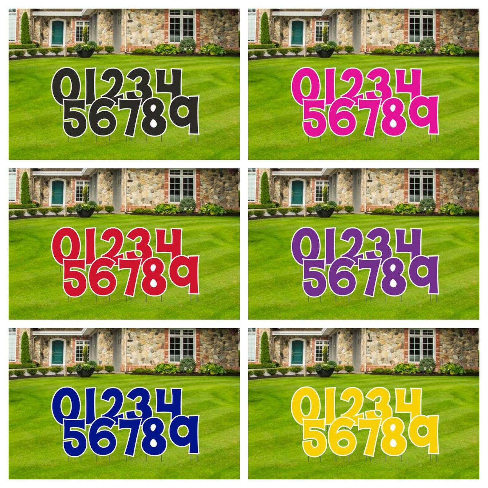 24” Solid Numbers Set, 10pc Yard Art in KG Font, Includes Stakes